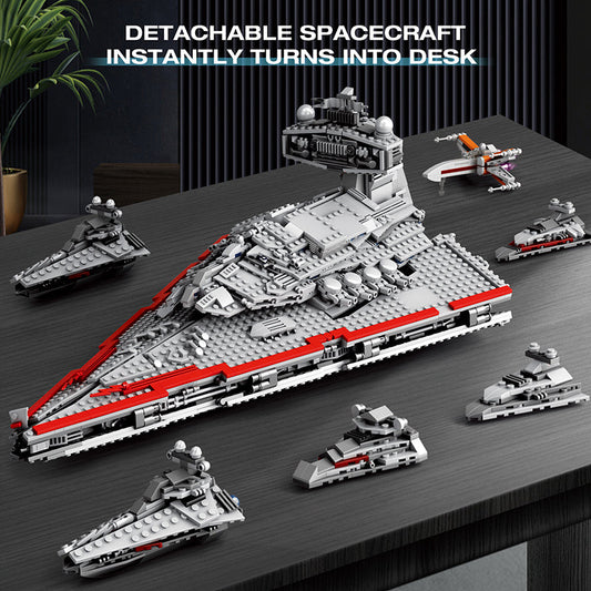 Trilumity Giant Space Craft Aircraft Carrier, Wall Display Building Block Set, 5,964-Piece