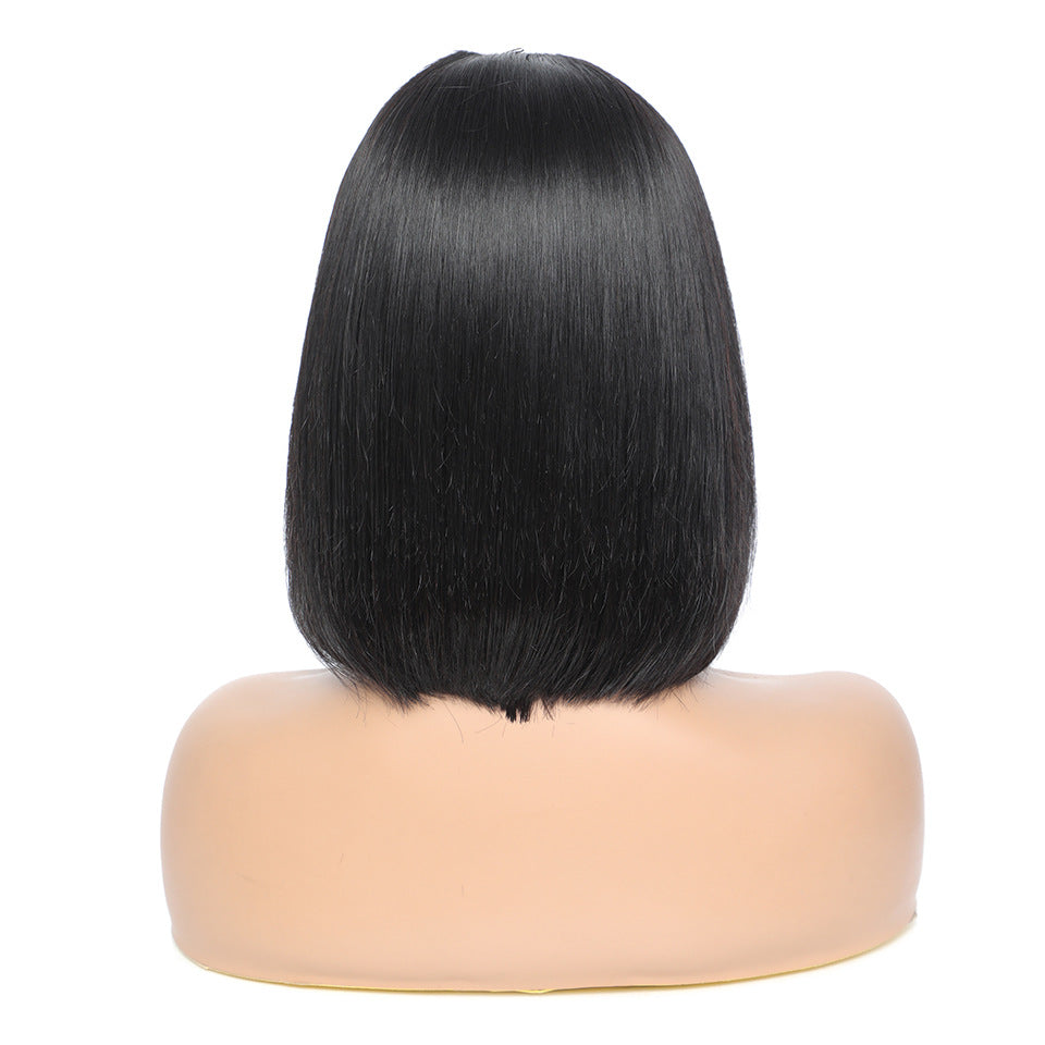 Trilumity Straight Headband Wig in Natural Black, back view