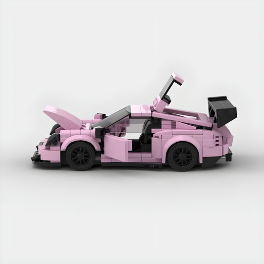 Trilumity Building Block Set: 1: 24 Pink Porsche GT3 RS (378-Piece)