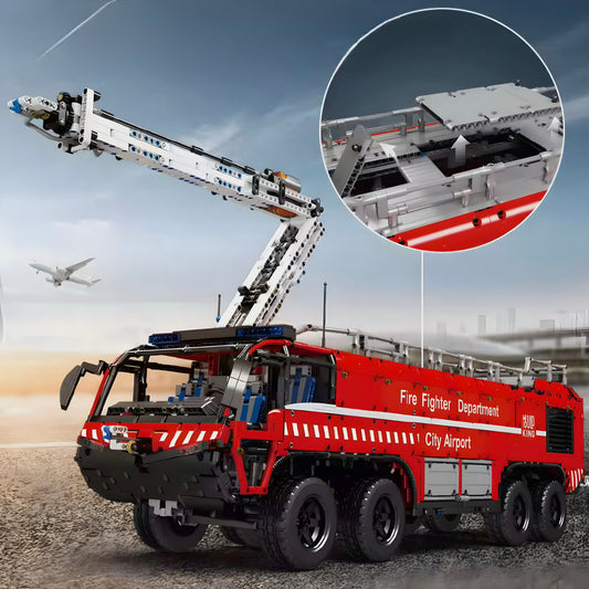 Trilumity Pneumatic Airport Firetruck Building Block Set, Remote Control, 6,653-Piece