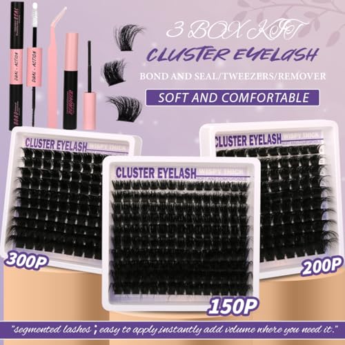 Trilumity Clusters Kit Gift Packs Wispy Faux Mink Fiber - Black False Lashes