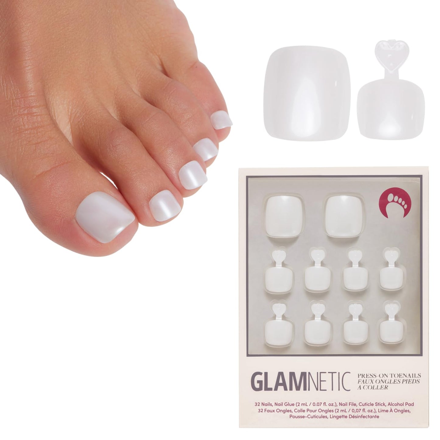Trilumity Press On Toenails Natural Short Almond Soft Gel - Milky White Press On Nails