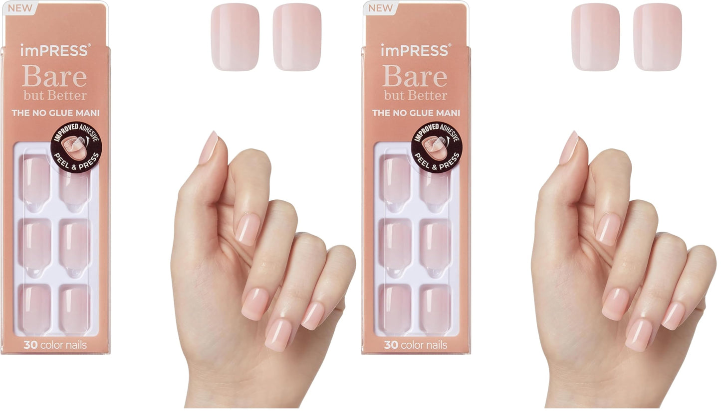 Trilumity No Glue Mani Press Short Squoval Soft Gel - Pink Press On Nails