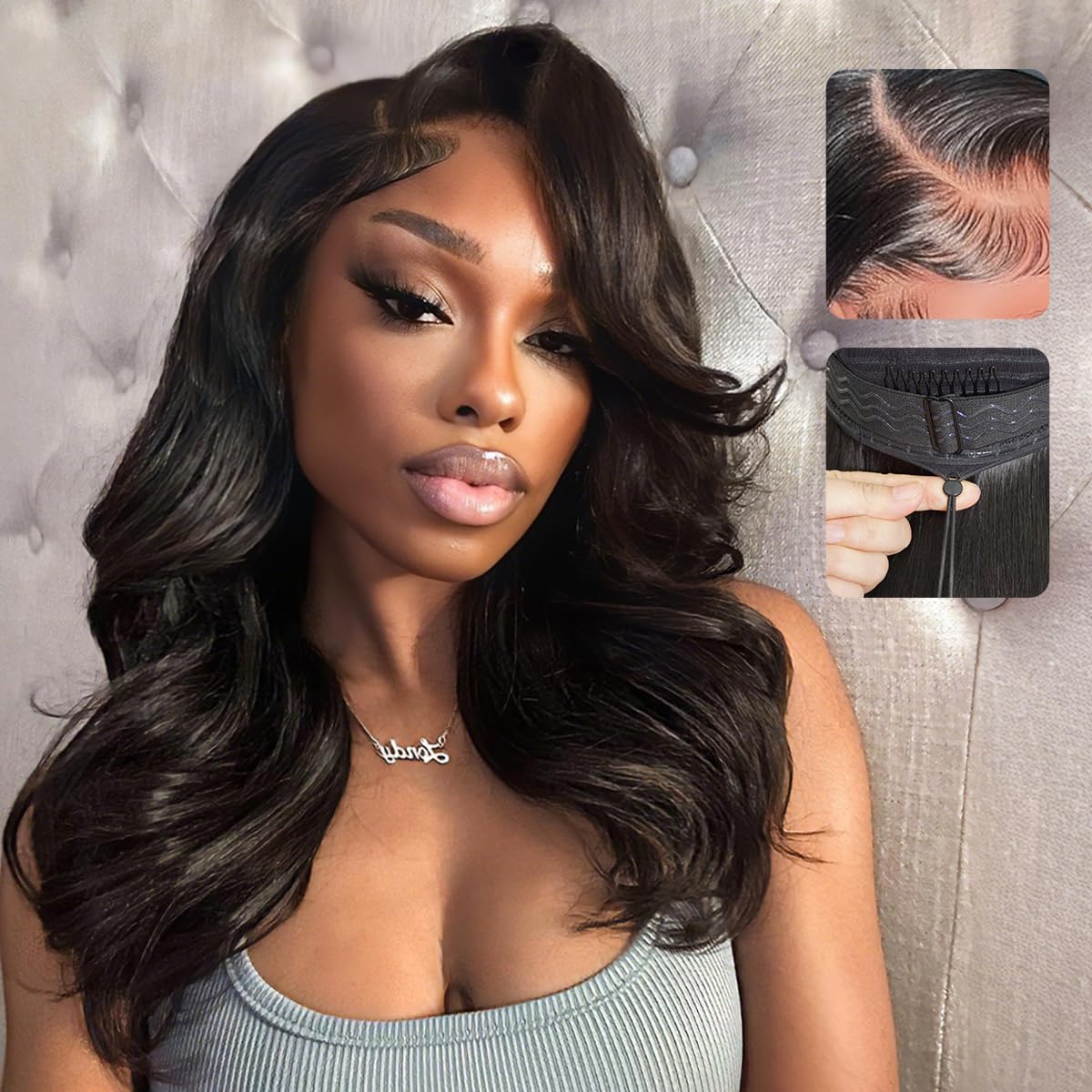 Trilumity Layered Cut C Loose Wave Human Hair - Natural Black Hair Replacement Wig