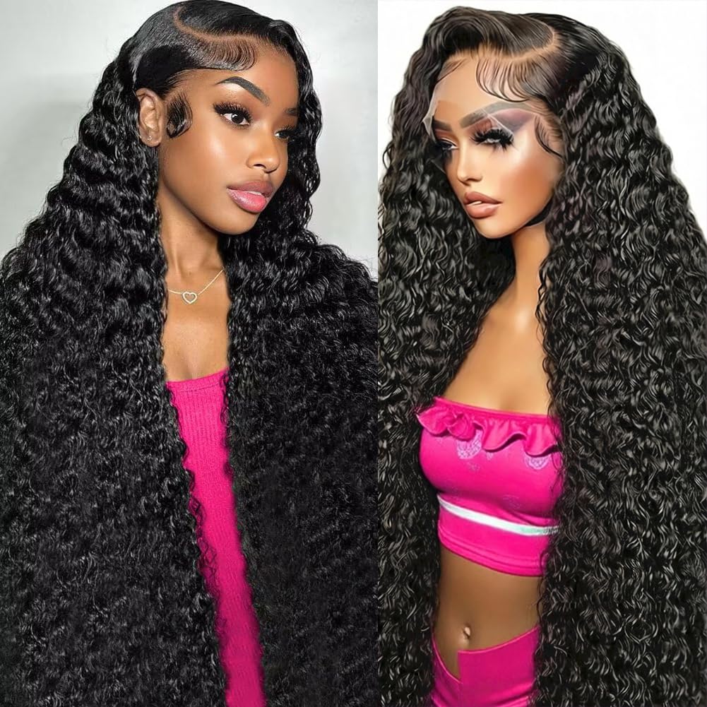 Trilumity 13X6 200 Density 13X6 Deep Wave Human Hair - Natural Black Hair Replacement Wig