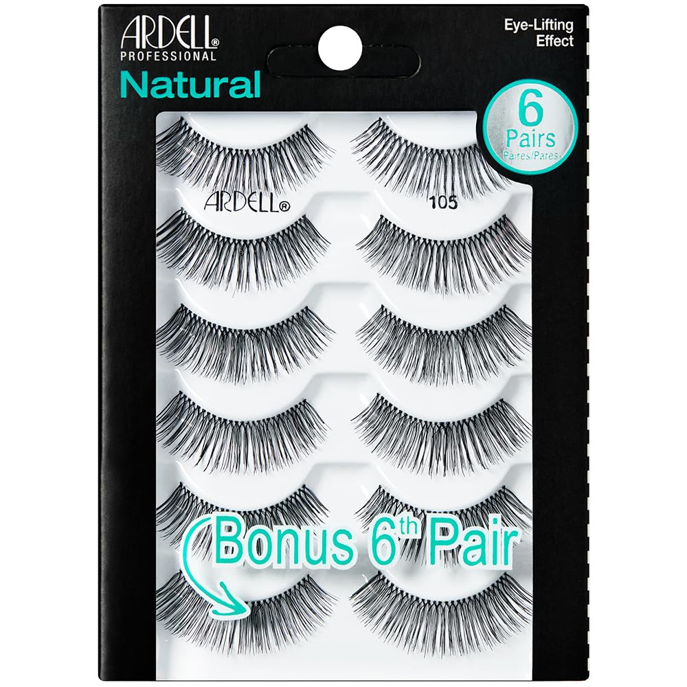 Trilumity Premium 105 Pack Natural Reusable Faux Mink Fiber - Black False Lashes Set