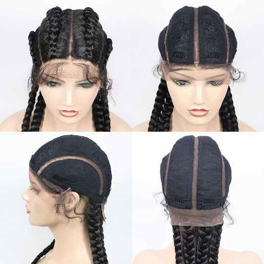 Trilumity Braided Lace Front Wig in 1B, three-quarter view