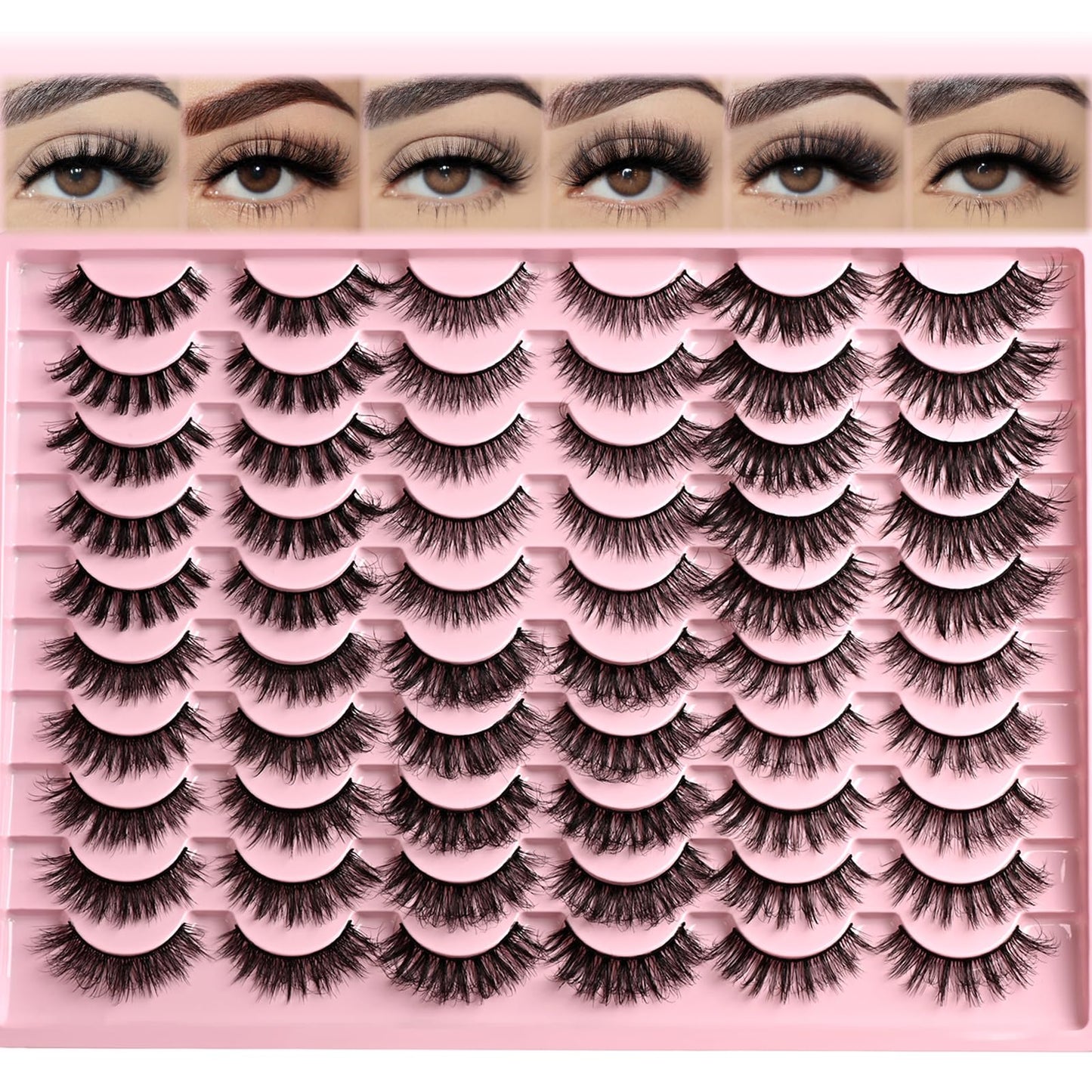 Trilumity 6 Styles Strip Lash Cat Eye Faux Mink Fiber - Black False Lashes