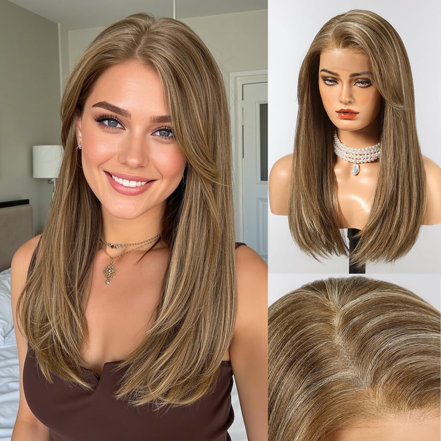 Trilumity 13X6 Hd Transparent Straight 100% Human Hair - Brown Hair Replacement Wig