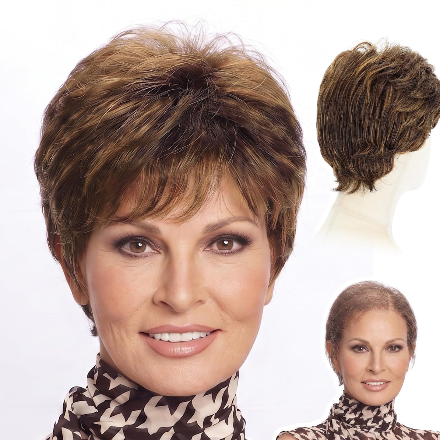 Trilumity Short Pixie For Curly Synthetic Fiber - Brown Hair Replacement Wig