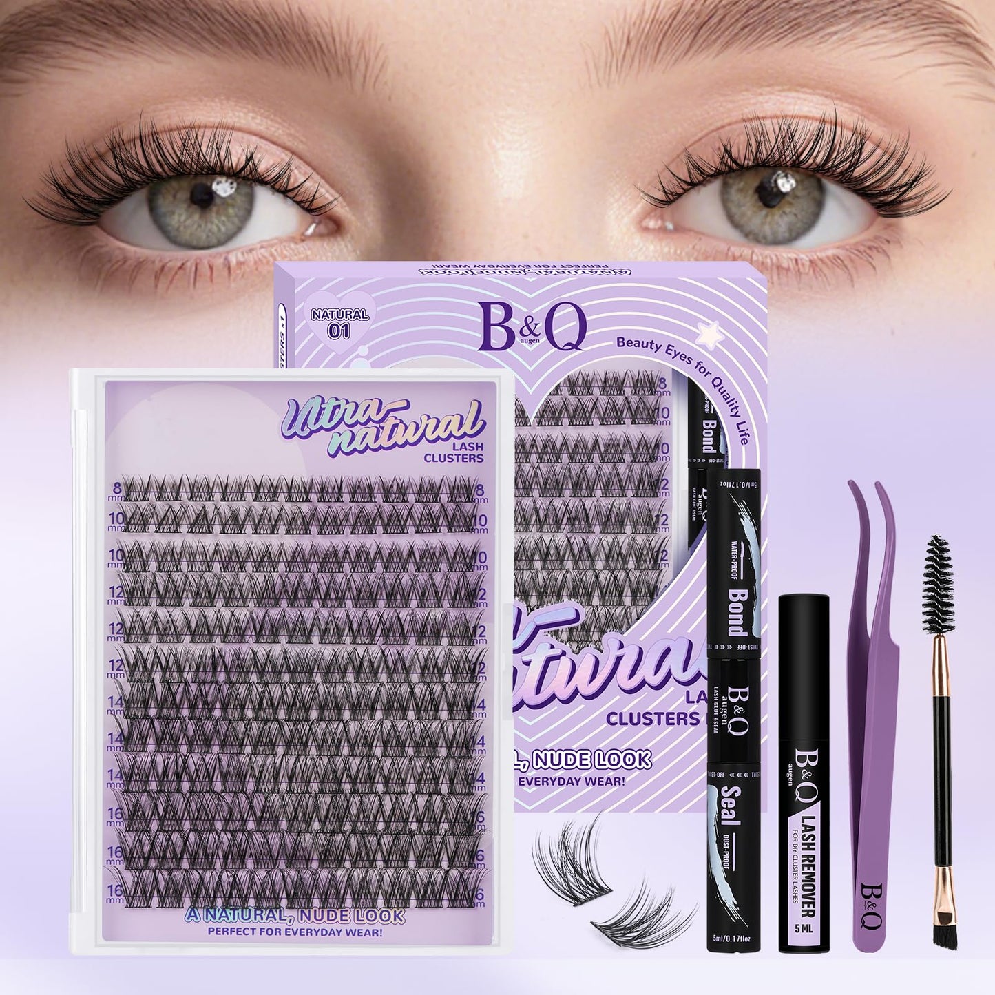 Trilumity Lash Clusters Invisible Wispy Faux Mink Fiber - Black False Lashes