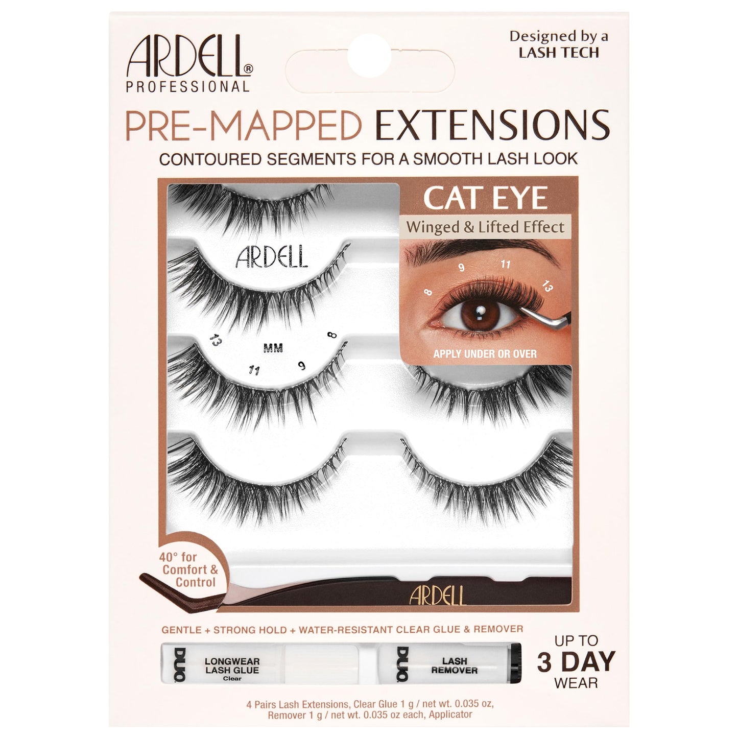 Trilumity Premapped Kit Cat Eye Cat Eye Faux Mink Fiber - Clear False Lashes