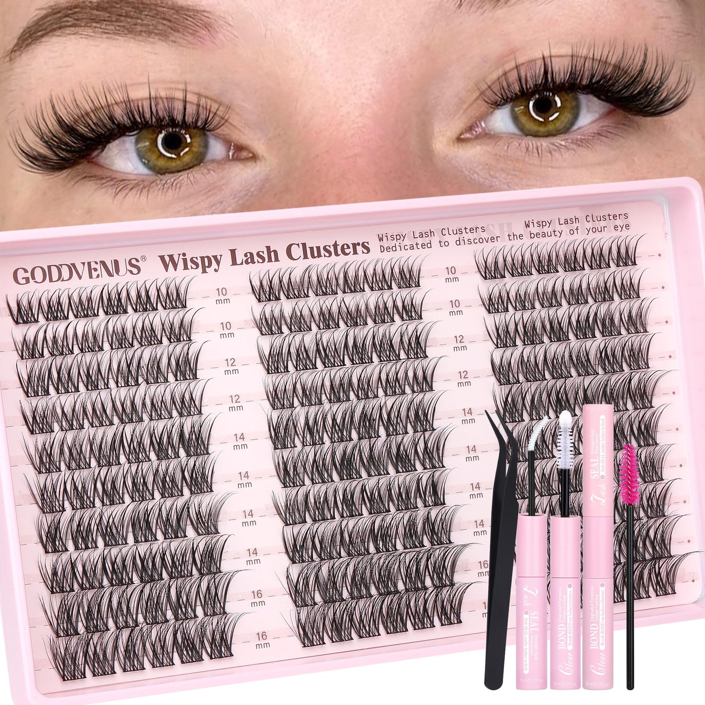 Trilumity Lash Clusters Kit Mascara Wispy Faux Mink Fiber - Black False Lashes