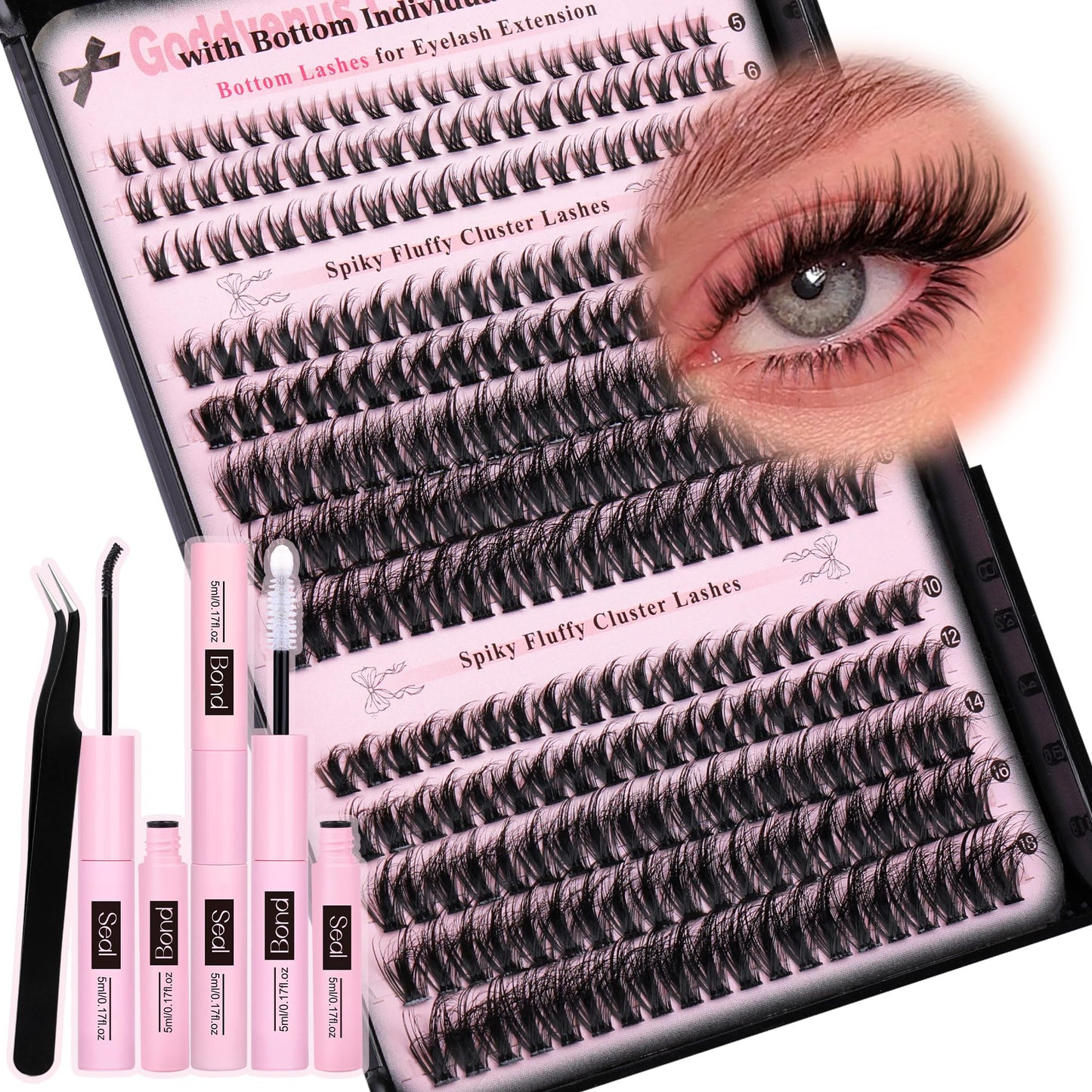 Trilumity Lash Clusters Kit Cluster Wispy Faux Mink Fiber - Black False Lashes