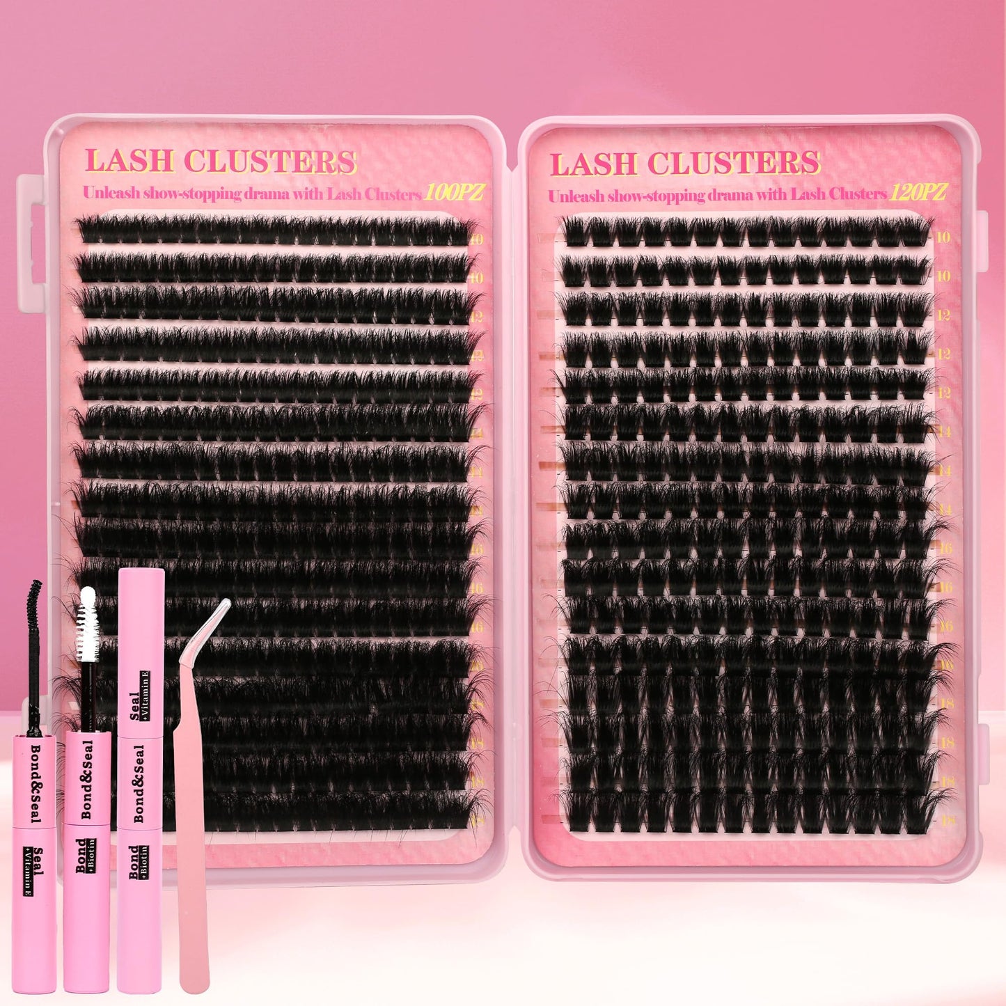 Trilumity Cluster Lash Clusters Kit Wispy Faux Mink Fiber - Black False Lashes