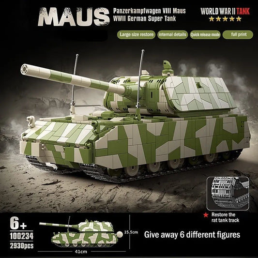 MOC Building Block Set: WW2 German Heavy Main Battle Tank, Model 100234