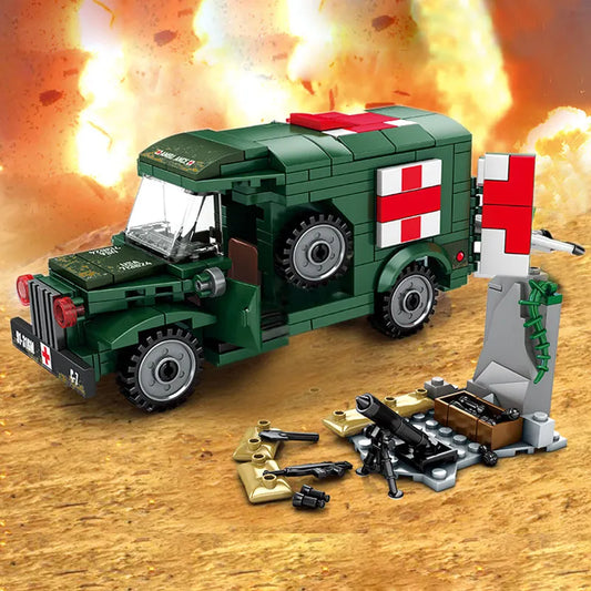 MOC Building Block Set: WW2 US Army Ambulance Car, Model SY1724