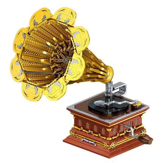 Happy Build MOC Motorized Building Block Set: RC APP Retro Phonograph, Model 21002YC