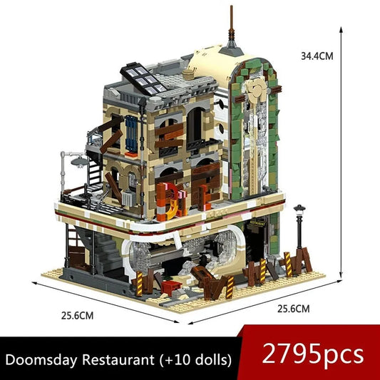 JieStar MOC Building Block Set: Downtown Diner Apocalypse Version, Model 89101