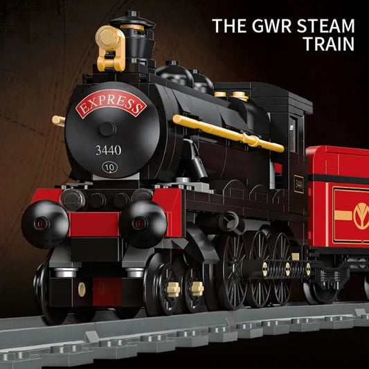JieStar MOC Building Block Set: GWR Steam Locomotive Train 59002