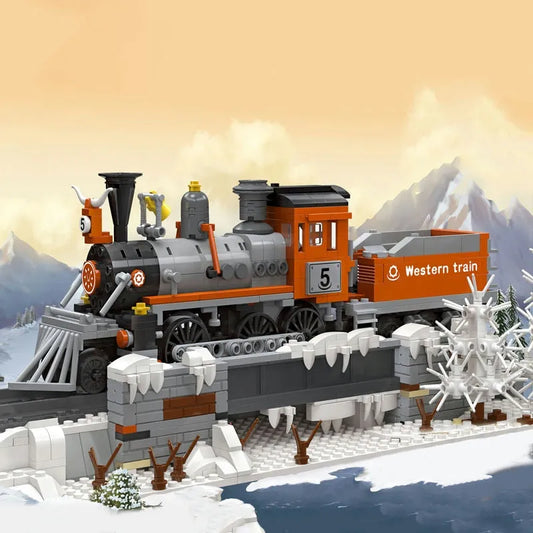 JieStar MOC Building Block Set: West Train Railway Locomotive 59009