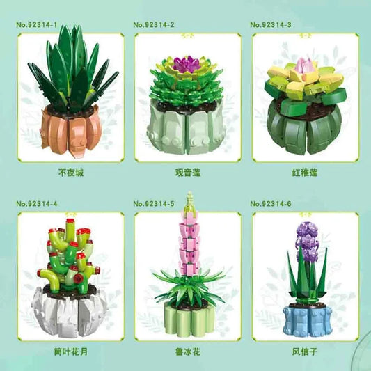 JieStar MOC Building Block Set: Succulent Potted Plants MOC 92314