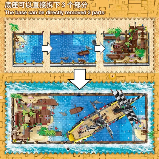 MORK MOC Building Block Set: Pirates Of The Caribbean Booty Bay Ship