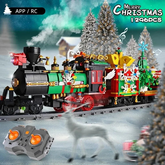 Mould King MOC Building Block Set: APP Motorized RC Magic Christmas Train, Model K12012