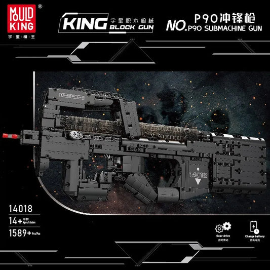 Mould King MOC Building Block Set: Motorized P90 SMG Gun 14018, Model K14018
