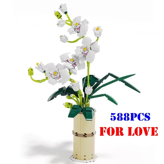 QZL MOC Building Block Set: Romantic Flowers Cotton Bouquet, Model 90024