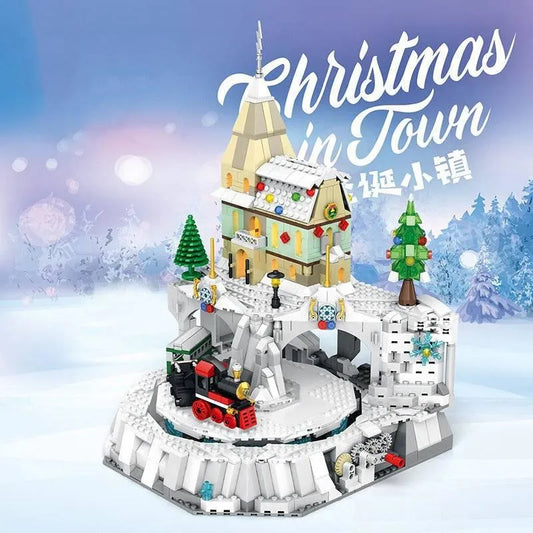 Reobrix Building Block Set: Christmas Winter City Train Town Santa Claus, Model RE66003