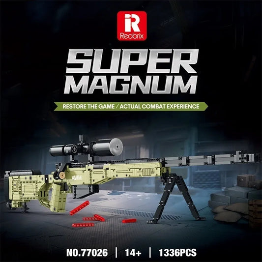 Reobrix MOC Building Block Set: 77026 Military Super Magnum AWM Sniper Gun