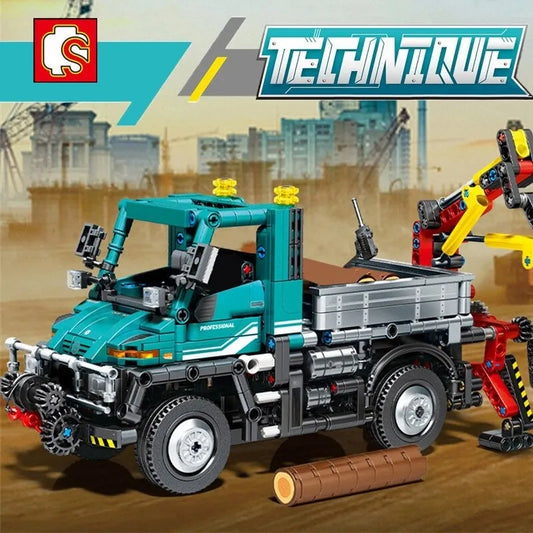 Sembo MOC Motorized Building Block Set: Off Road Engineering Crane Truck, Model 720900