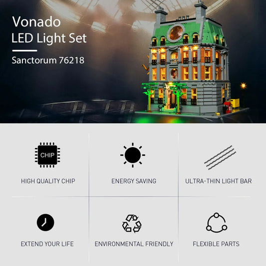 Vonado LED Light Kit for Super Hero 76218 Sanctum Sanctorum (Lights Only), Model L76218