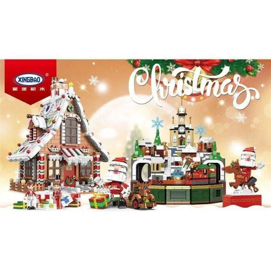 Xingbao MOC Building Block Set: Snow Christmas Castle Music Box, Model XB18020