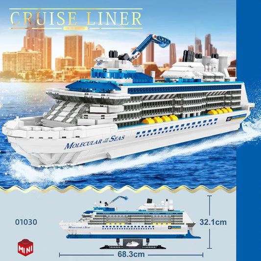 ZHEGAO MOC Building Block Set: Cruise Liner Ship Ocean Boat MINI, Model 01030