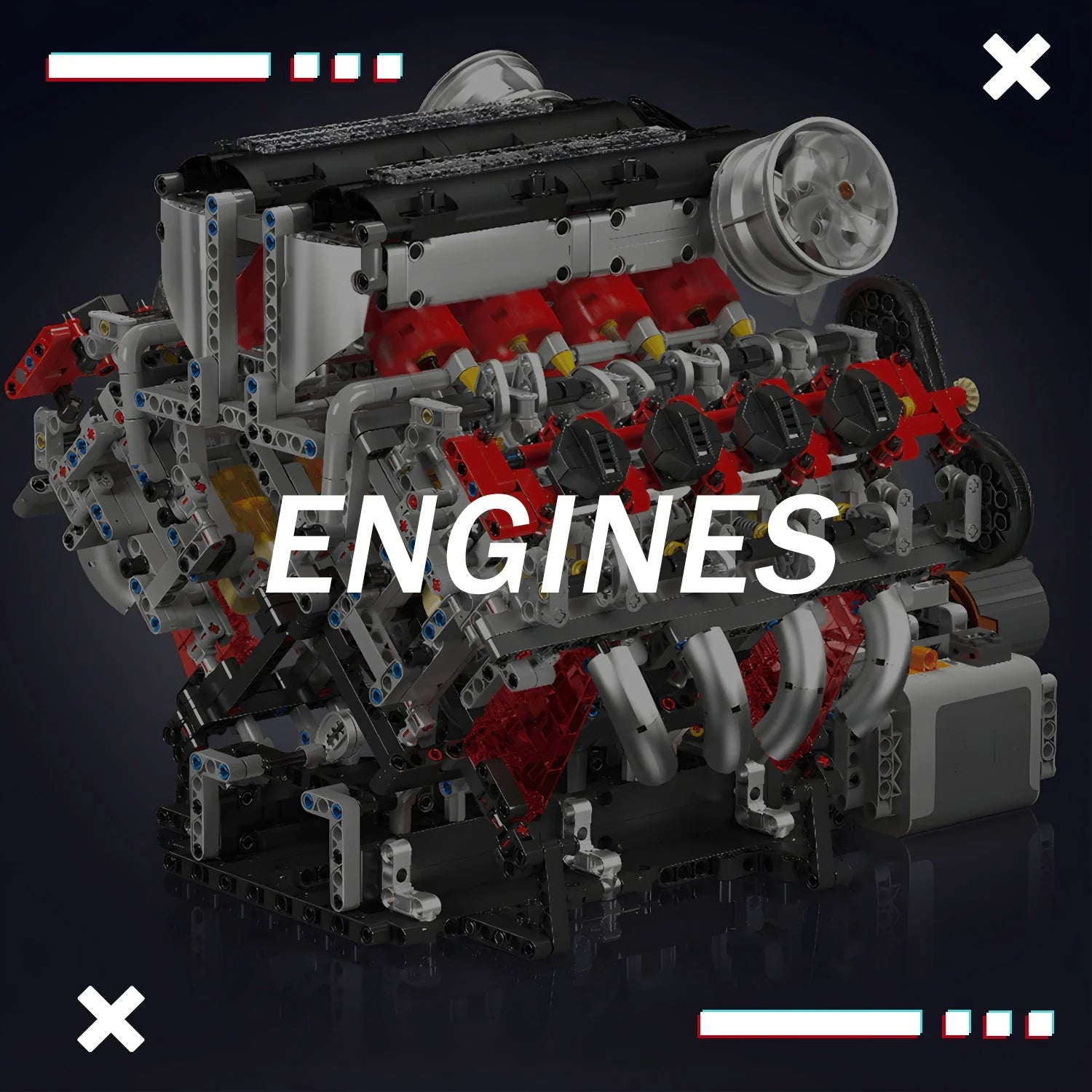 Brick-built V12 engine with moving mechanical details