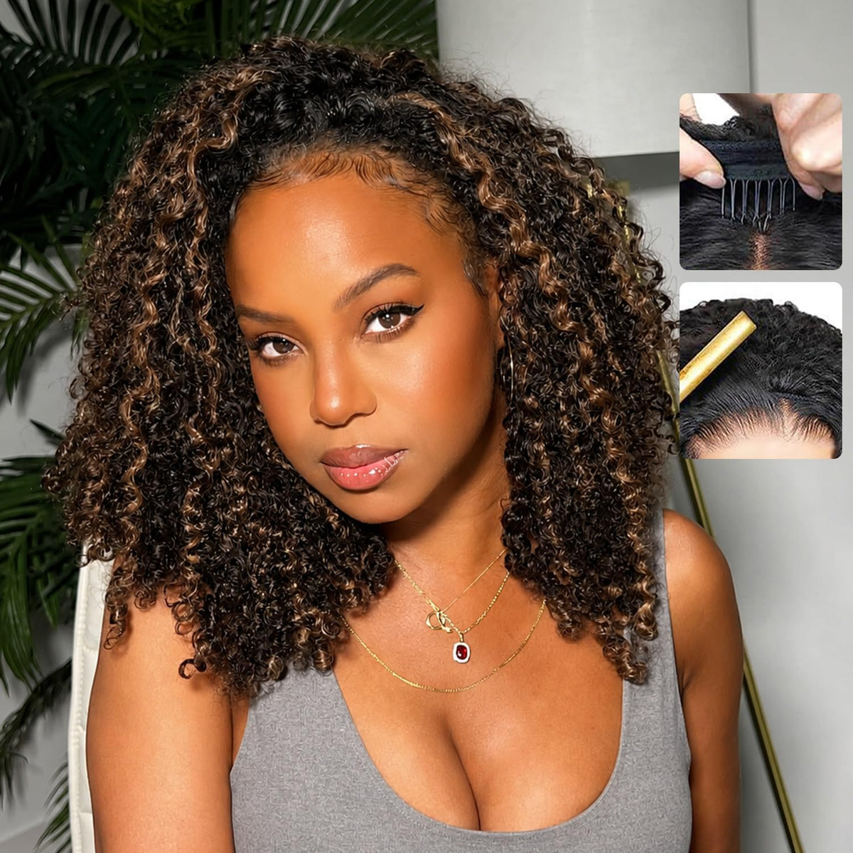 Trilumity Hair Replacement Wigs - Trilumity Fb30 Burmese Half Highlight Curly Human Hair - Natural Black Hair Replacement Wig