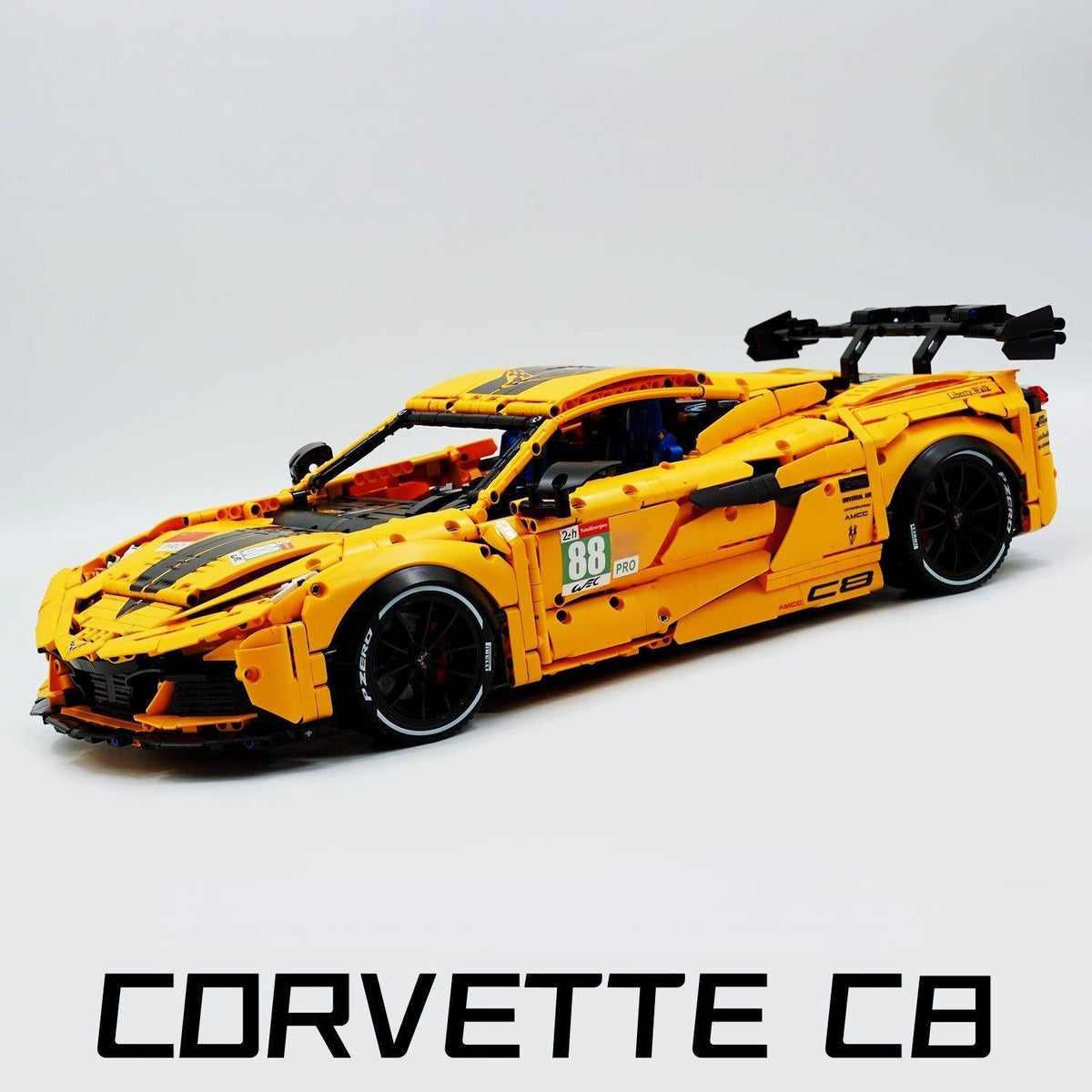 Trilumity Motorized Building Block Set: 1: 8 Corvette C8 Supercar Building Sets with Remote Control, Electric lift tail, Electric Lifting Chassis