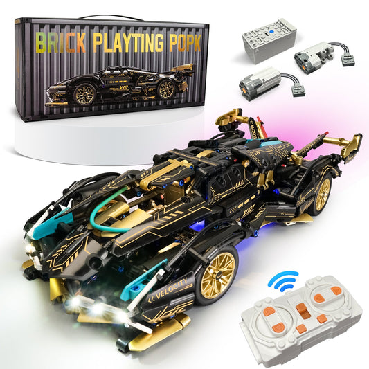 Trilumity Lamborghini V12 MOC Set with and LED Kit, 1:14 Car Model for Boys Men Building Block Set, Remote Control, 1,124-Piece