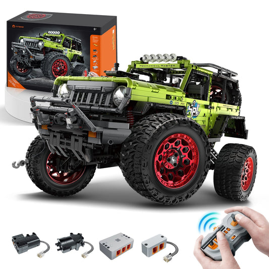 Trilumity Jeep Wrangler Off-Road Pickup with Tank Steering, Adult Collectible Model Cars Building Block Set, 1:6 Scale, 2,121-Piece