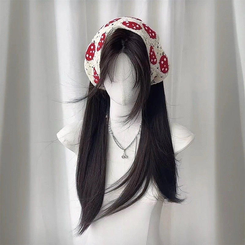 Trilumity straight lace front wig in Dark Brown, shown from the front on a model