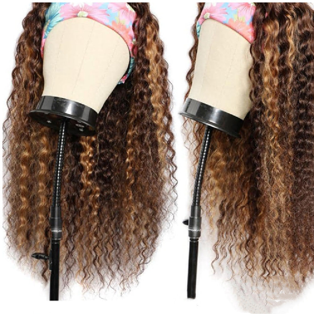 Trilumity Curly Headband Wig in Honey Blonde, cap and adjustable band construction