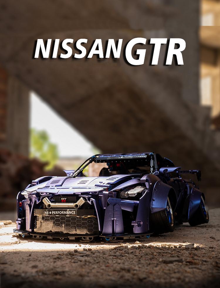 Trilumity Motorized Building Block Set: Nissan GTR Limited Edition Wide-Body Low-Slung Supercar(2389-Piece)
