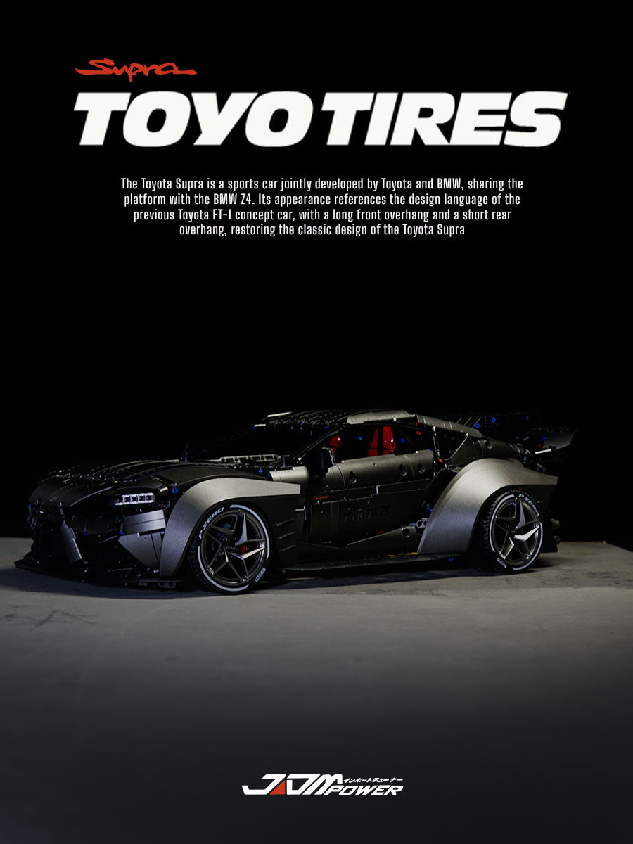 Trilumity Motorized Building Block Set: 1:8 Toyota Supra Building Sets, Electric Air Suspension, Rear Accelerator Blade linkage (4399-Piece)