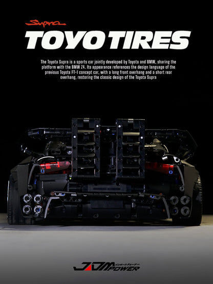 Trilumity Motorized Building Block Set: 1:8 Toyota Supra Building Sets, Electric Air Suspension, Rear Accelerator Blade linkage (4399-Piece)