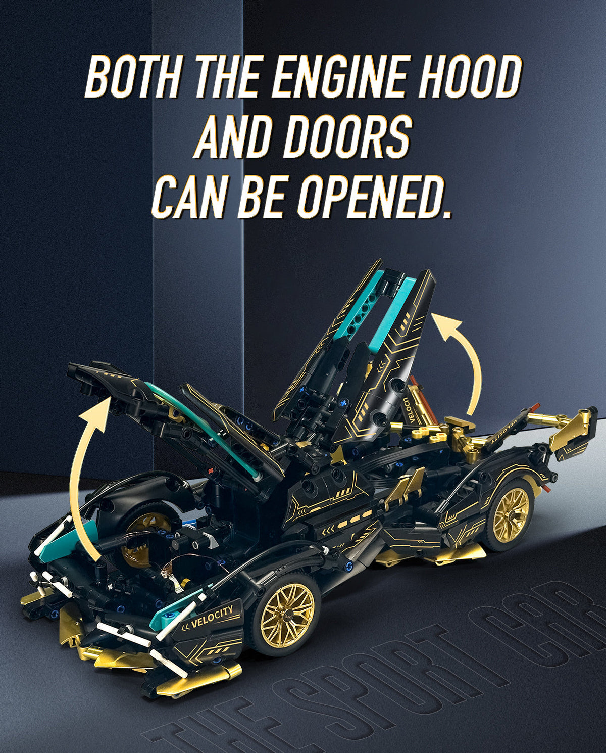 Trilumity Lamborghini V12 Black Sports Car MOC, 1:14 Car Model for Boys Men Building Block Set, 1,124-Piece