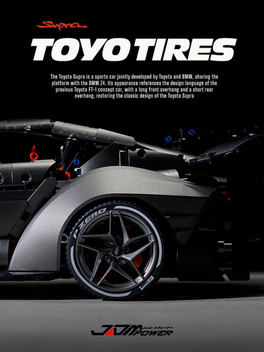Trilumity Motorized Building Block Set: 1:8 Toyota Supra Building Sets, Electric Air Suspension, Rear Accelerator Blade linkage (4399-Piece)
