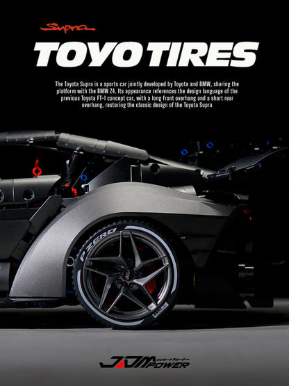 Trilumity Motorized Building Block Set: 1:8 Toyota Supra Building Sets, Electric Air Suspension, Rear Accelerator Blade linkage (4399-Piece)