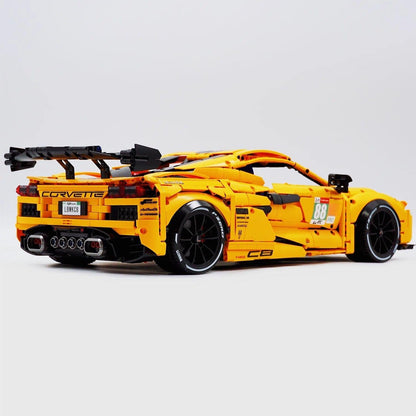 Trilumity Motorized Building Block Set: 1: 8 Corvette C8 Supercar Building Sets with Remote Control, Electric lift tail, Electric Lifting Chassis